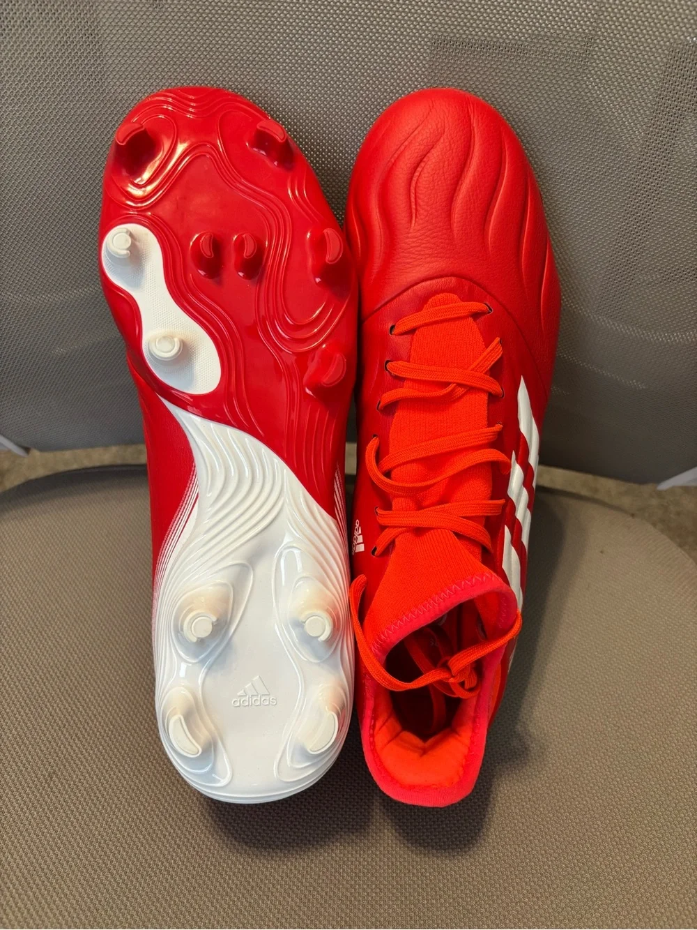 adidas Kids Red Soccer Cleats with White Accents